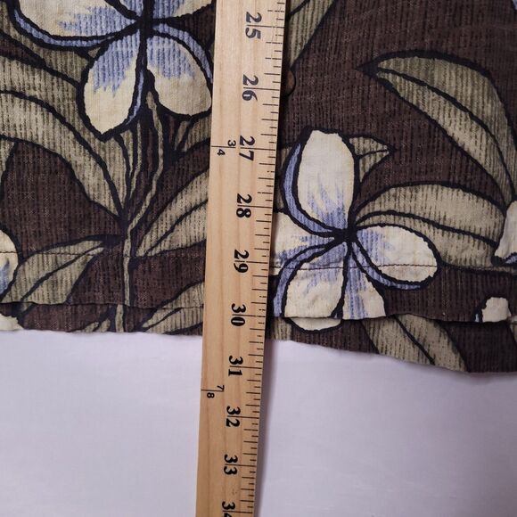 Tommy Bahama Hawaiian Shirt Mens Medium Floral Brown Silk Camp Vacation Resort - Picture 6 of 11